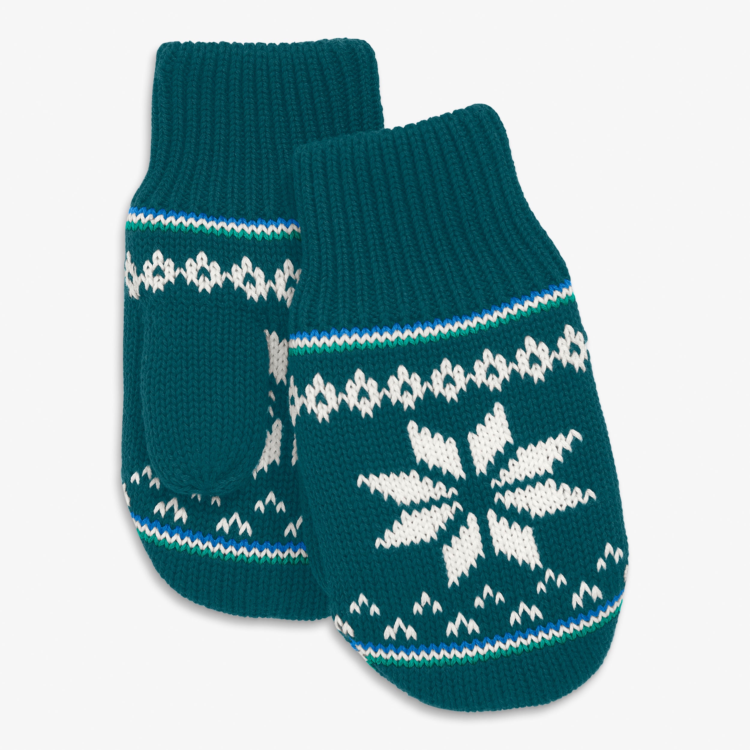 Baby knit mittens in snowflake fair isle